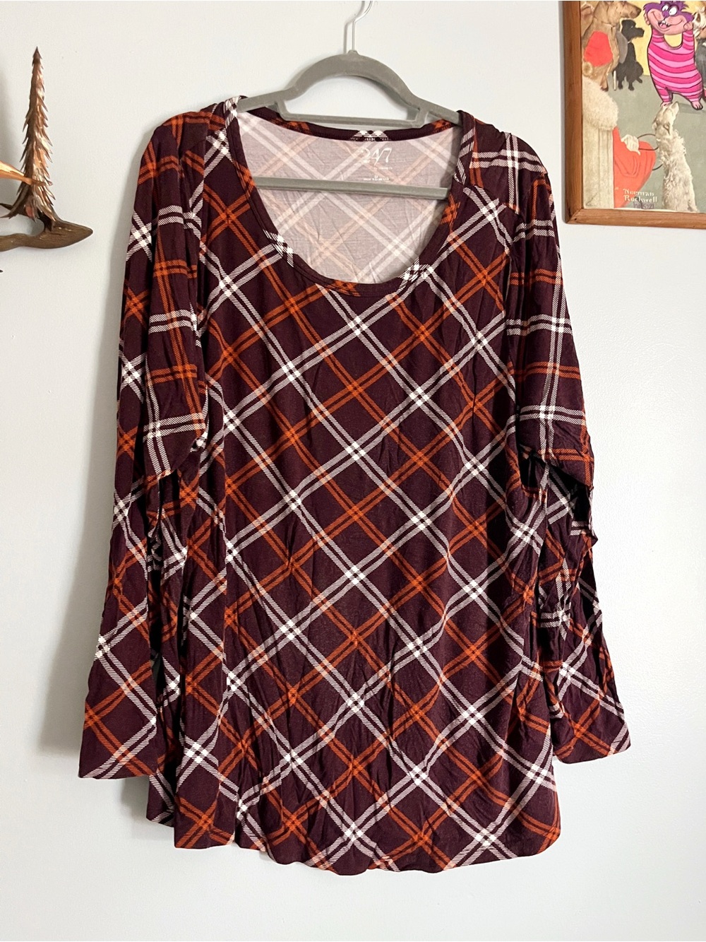 Maurices 24/7 Soft Plaid Tunic Top 2X